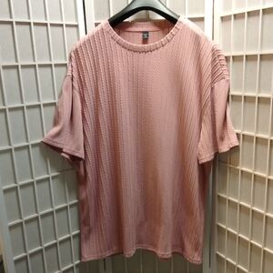 Big And Tall NFINITY Men's Short Sleeve Textured Pullover Top- Soft Pink
